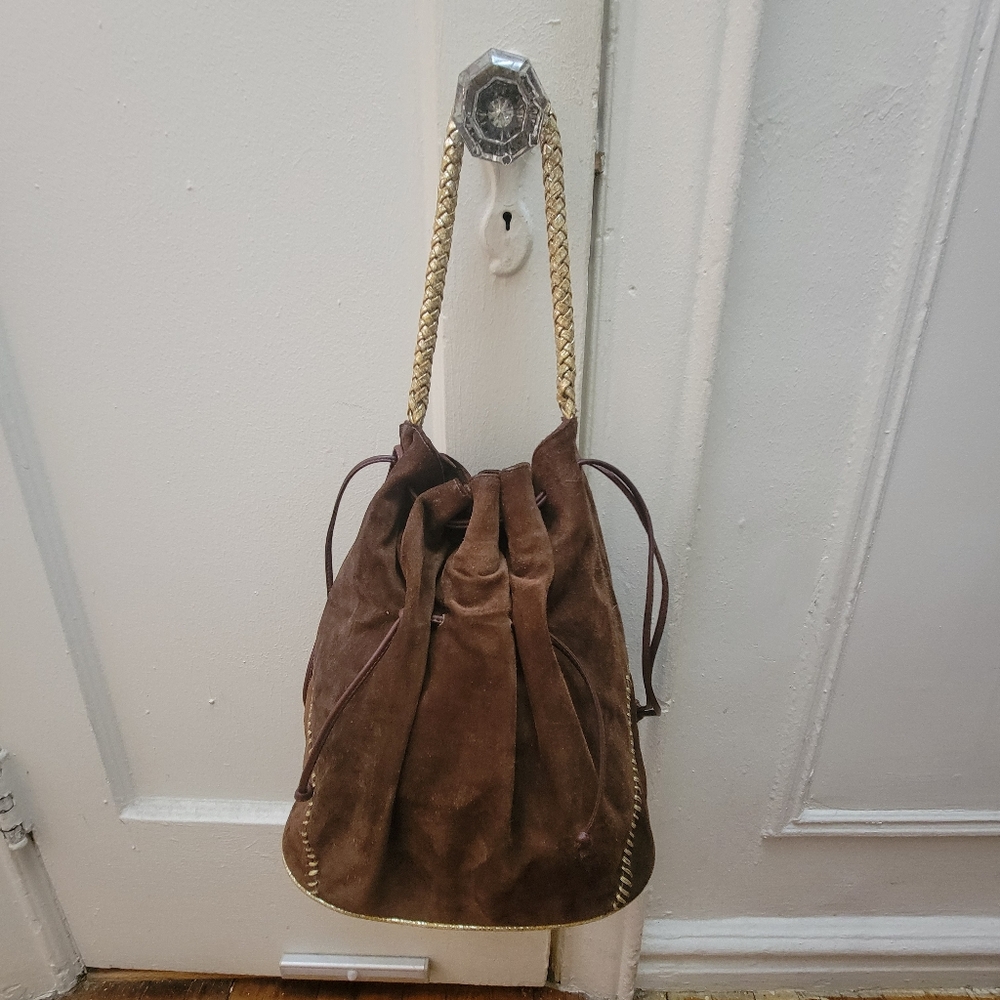 Carlos Falchi Brown Suede Medium Hobo Bag‎ Southwestern Boho Cowgirl